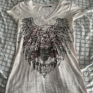 Harley Davidson Y2K Womens Tee T Shirt Studded Embellished Rhinestones Medium